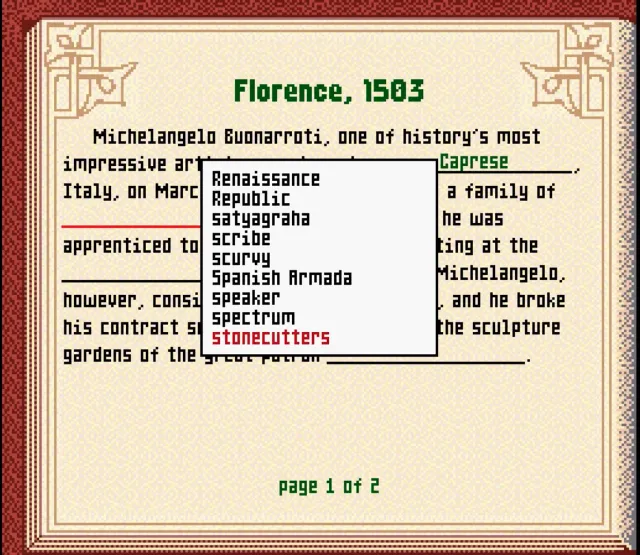 Filling out a Historical Document in Mario's Time Machine.