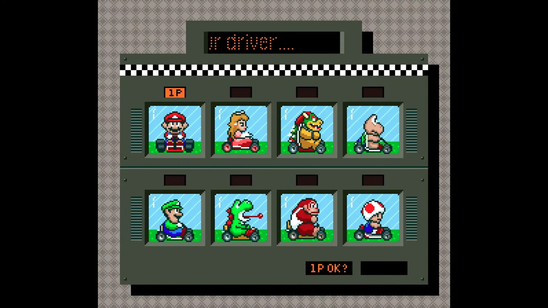 Choosing from 8 Nintendo characters to play as.