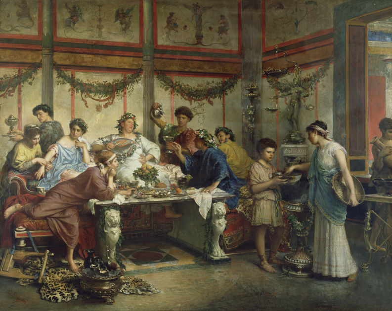 Roberto Bompiani's painting "A Roman Feast"